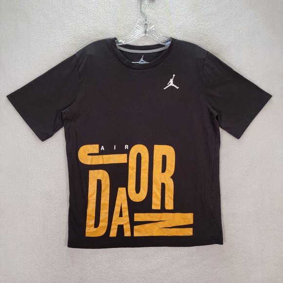 Air Jordan Black Cotton Large Print Crew Neck T Shirt Basketball Graphic Tee - Picture 1 of 16